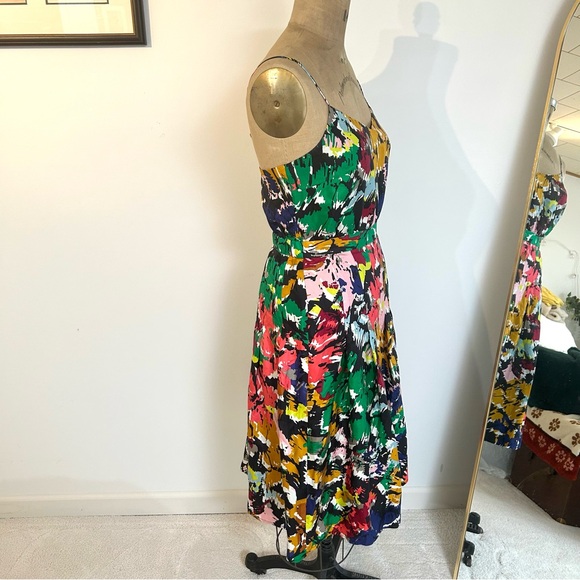 J Crew Women’s Colorful Abstract Silk Midi Dress Sz 4 - Picture 3 of 11